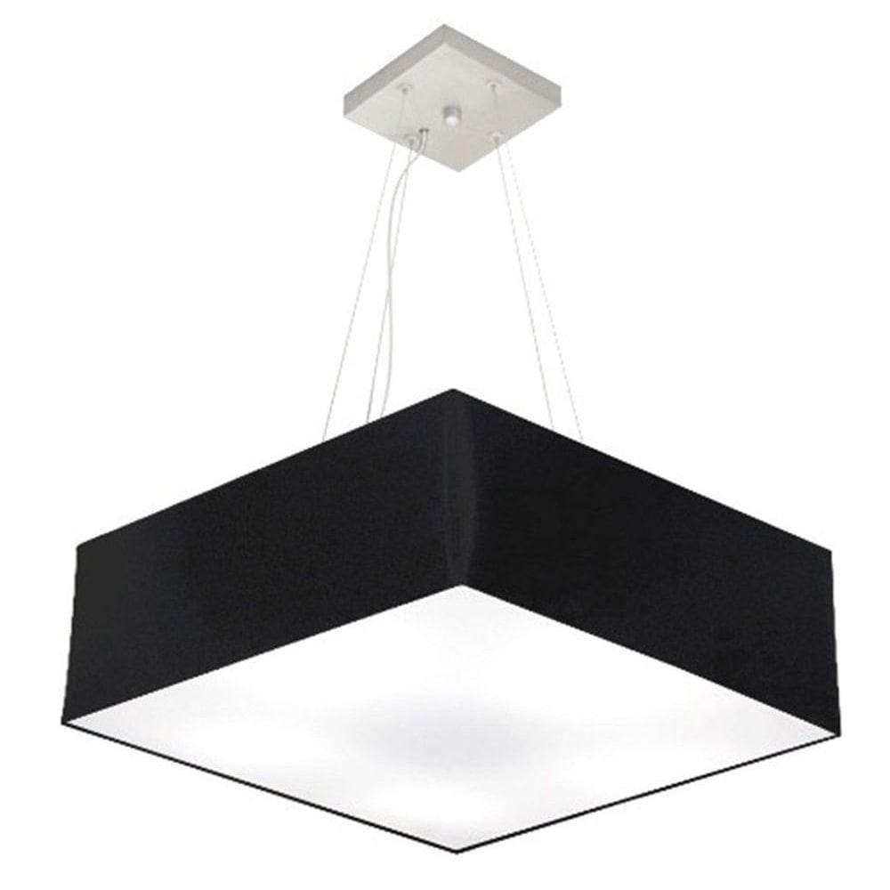 Lustre Pendente Quadrado Vivare Md-4198 Cúpula Em Tecido 15/60x60cm - Bivolt Preto 127/220v