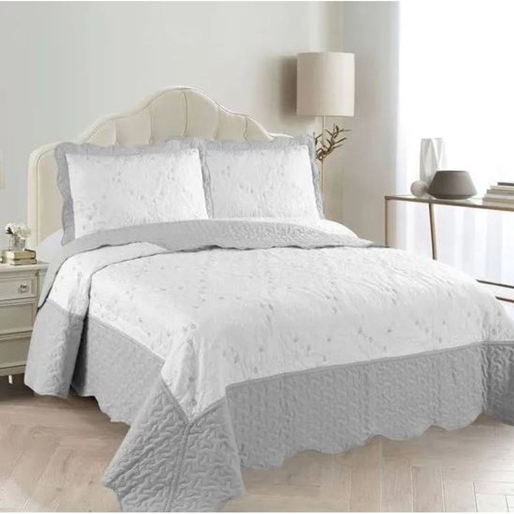 Kit Colcha Queen Maison 2,60m x 2,80m com 3 Peças - Rozac - Rosa, Bege ou Cinza
