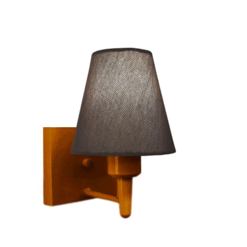 Arandela Quadrada Md-2034 Cobre Cúpula Em Tecido Cone Cinza Escuro - Bivolt