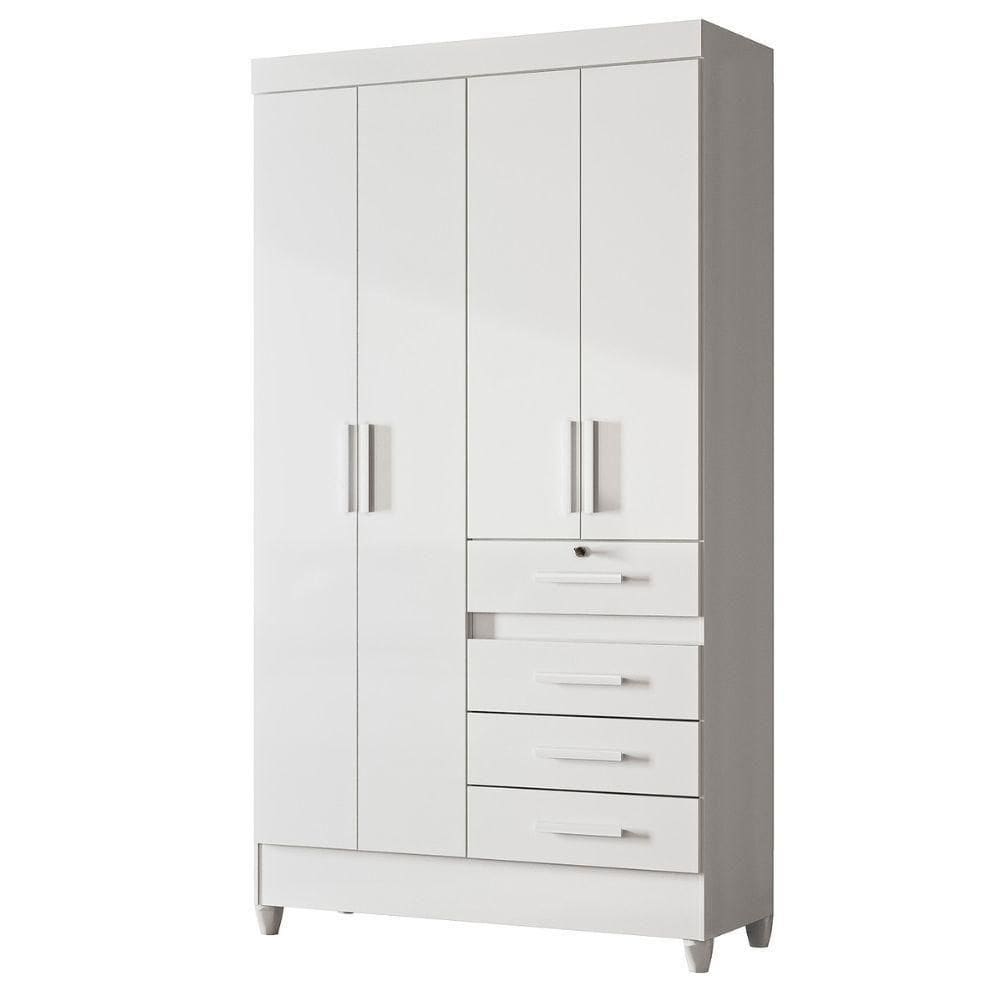 Guarda Roupa Solteiro Sobral 4p 110 Cm Branco Flex Moval Branco Flex