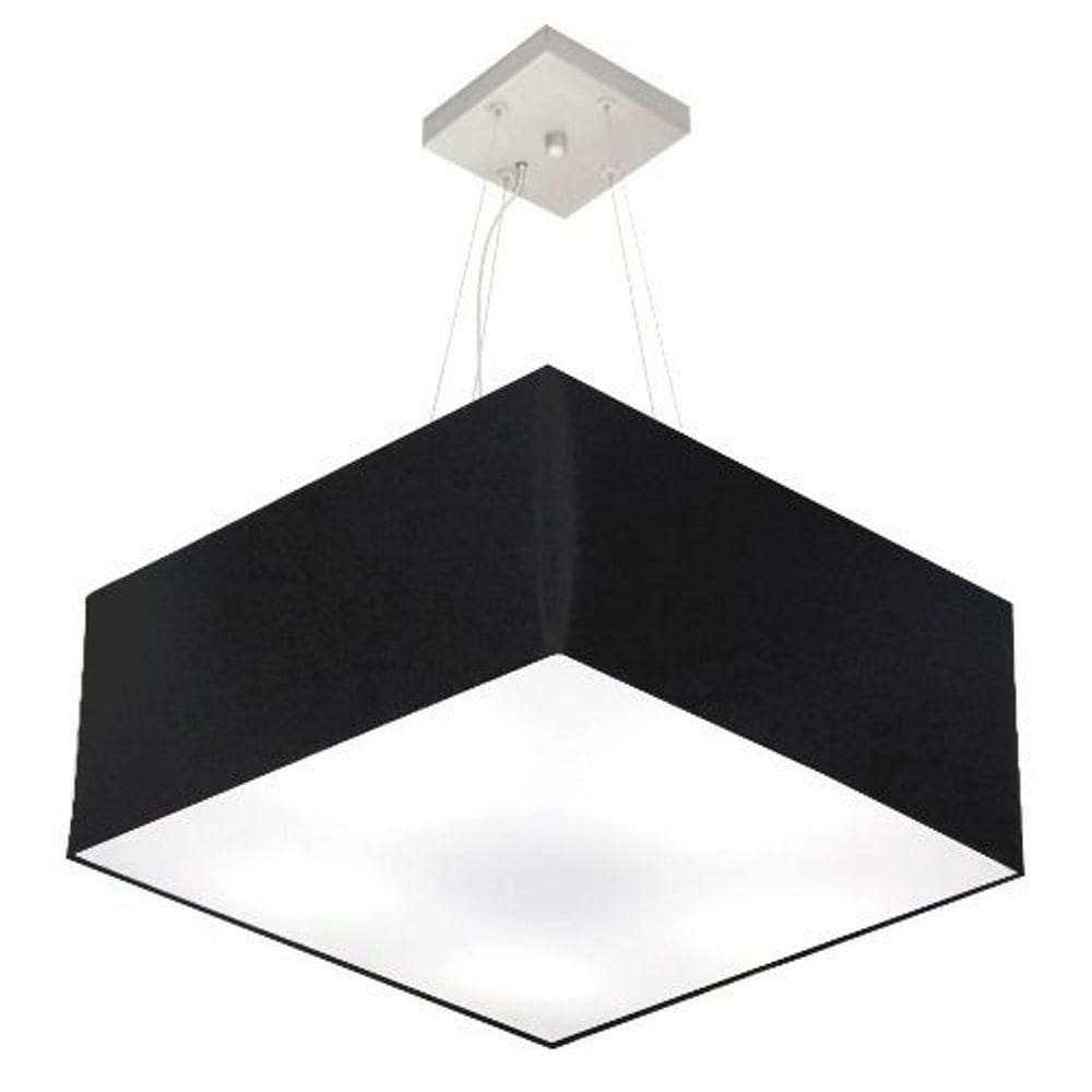 Lustre Pendente Quadrado Vivare Md-4006 Cúpula Em Tecido 21/50x50cm - Bivolt Preto 127/220v