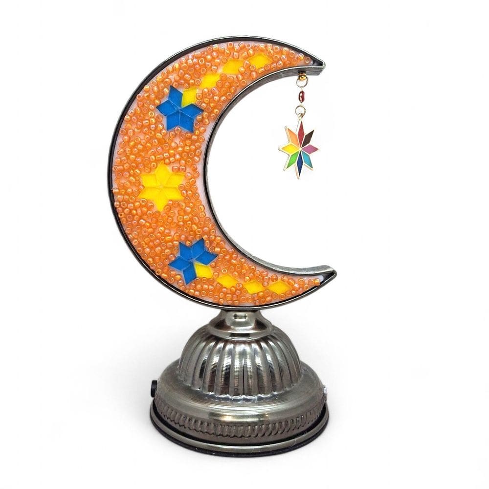Abajur Turco Lua Laranja Iluminação LED Sem Fio 23 cm