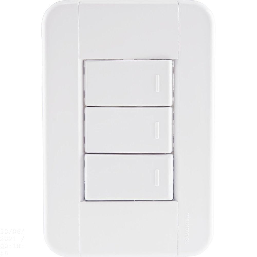Conjunto 4x2 Com 3 Interruptores Simples 10 A 250 V Tramontina Tablet Branco Tramontina