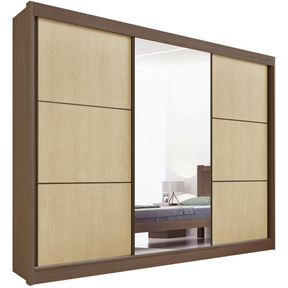 Guarda Roupa Los Angeles Castanho Linho 3 Portas 6 Gavetas D?doro