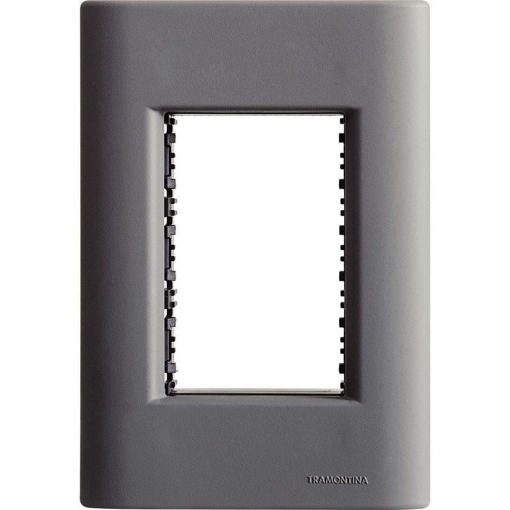 Placa 3 Postos 4x2 Tramontina Giz Titânio Soft Touch Suporte Tramontina
