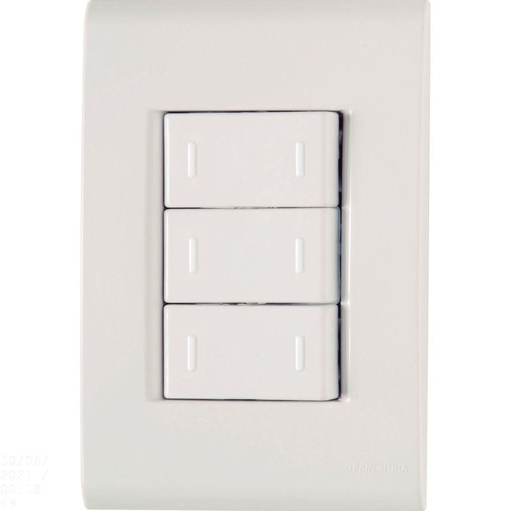 Conjunto 4x2 Com 3 Interruptores Paralelos Tramontina Liz 10 A 250 V Branco Tramontina