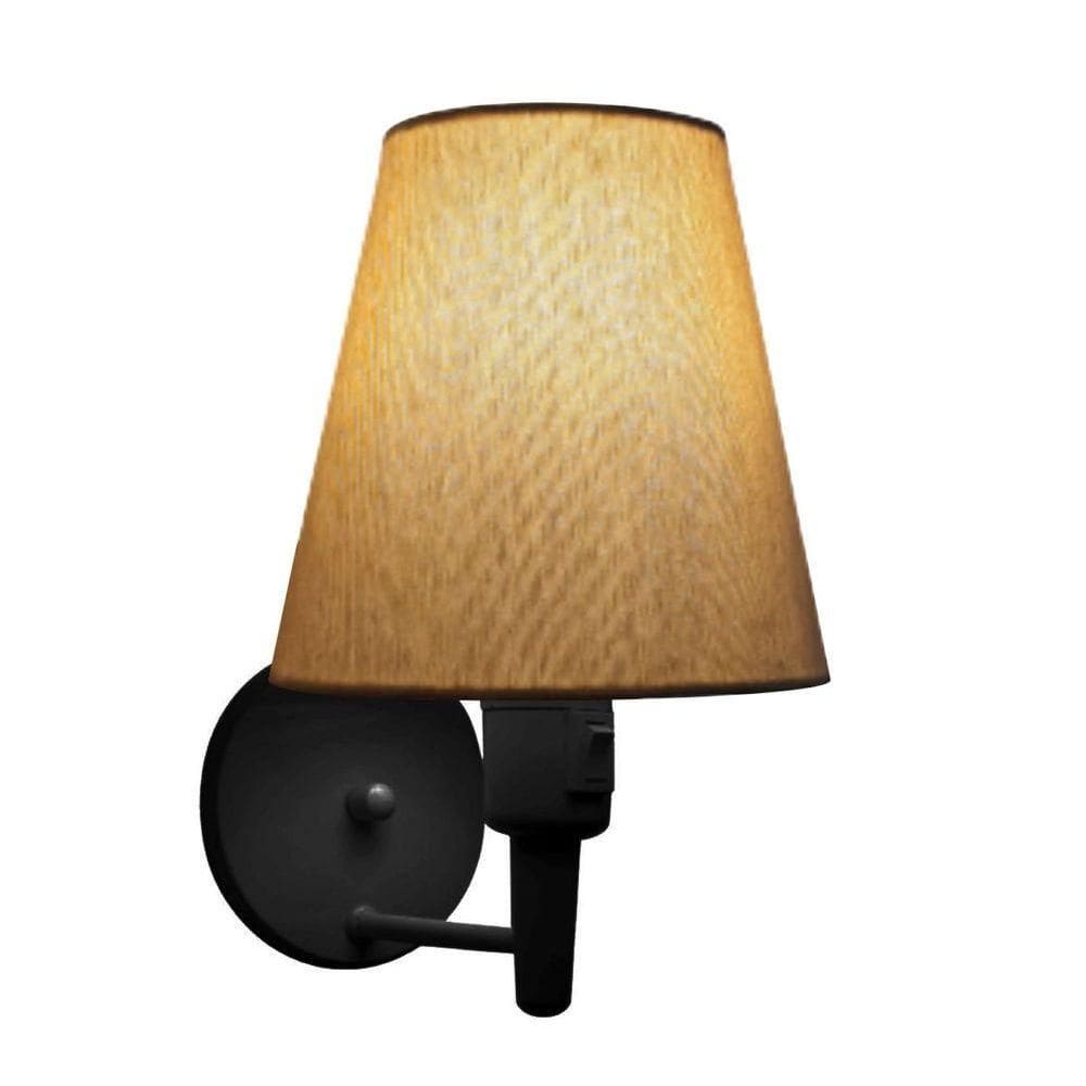 Kit-2 Arandela Cone Md-2013 Preto C- Inter Liga E Desl Cúpula Em Tecido Palha - Bivolt