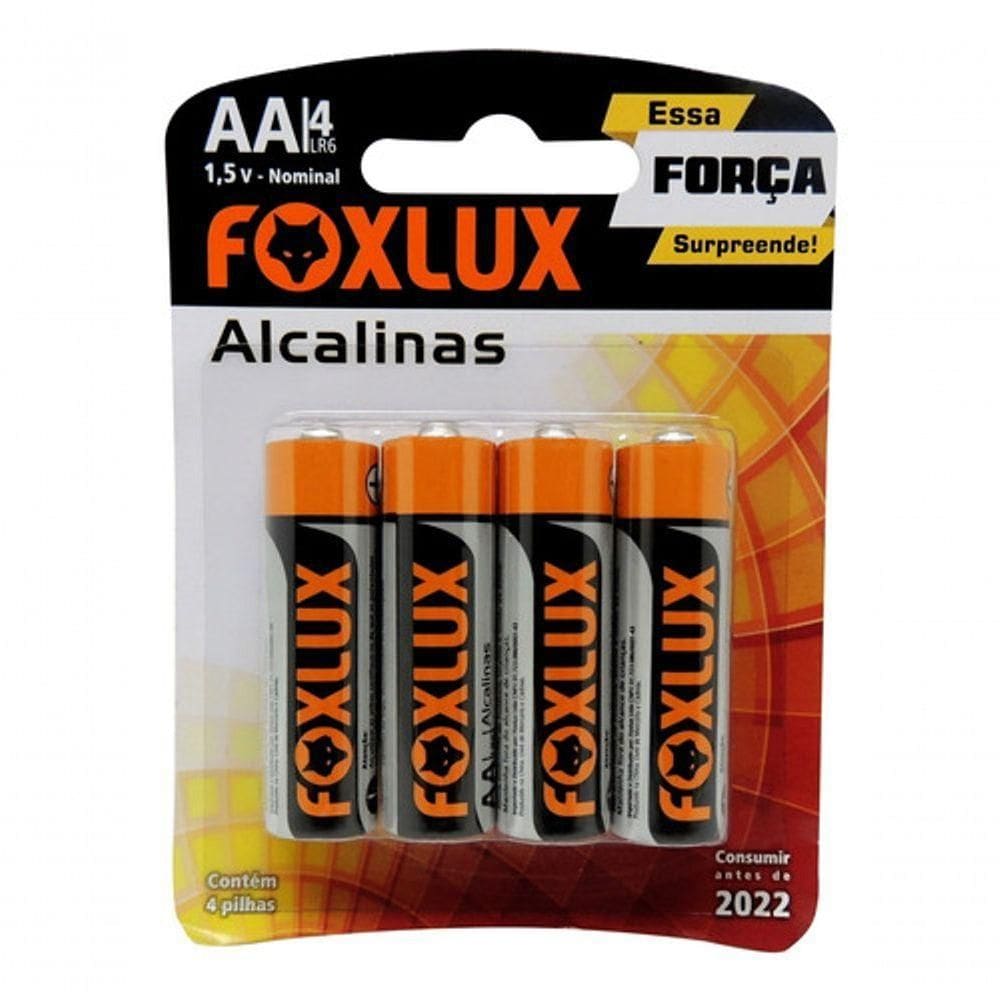 Pilha Alcalina Pequena Aa Com 4 Un Foxlux