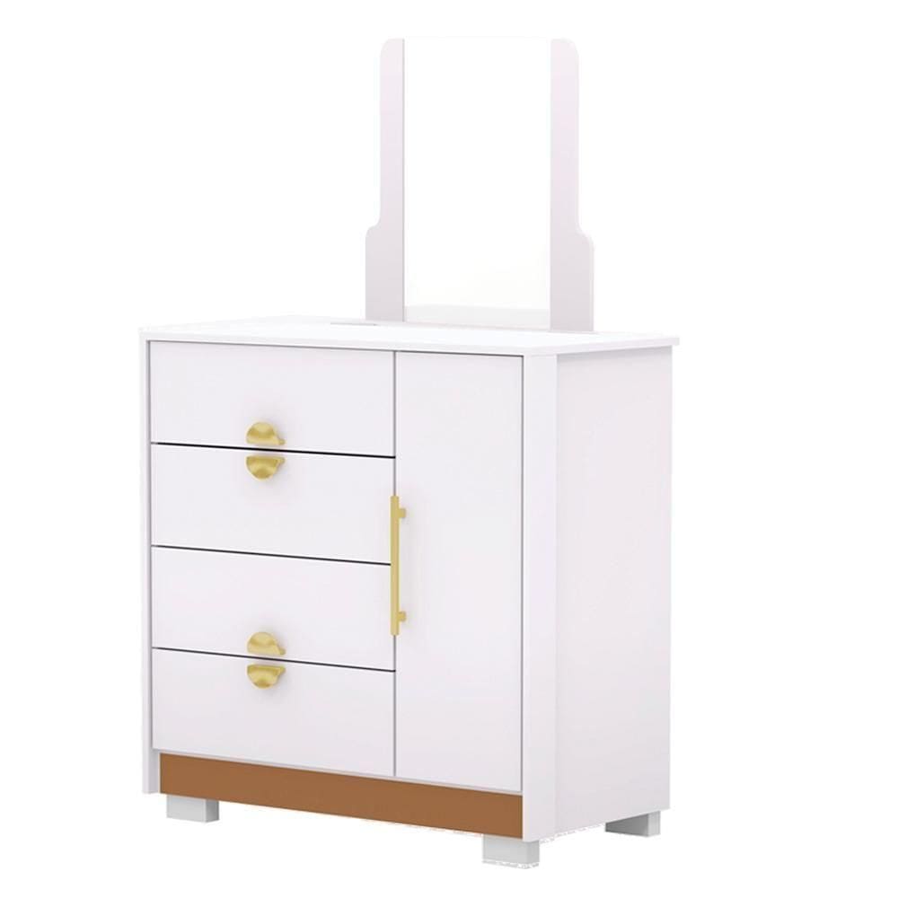 Comoda Com Espelho 4 Gavetas 1p 93 Cm Bel Branco Camarim Vlr Branco Camarim