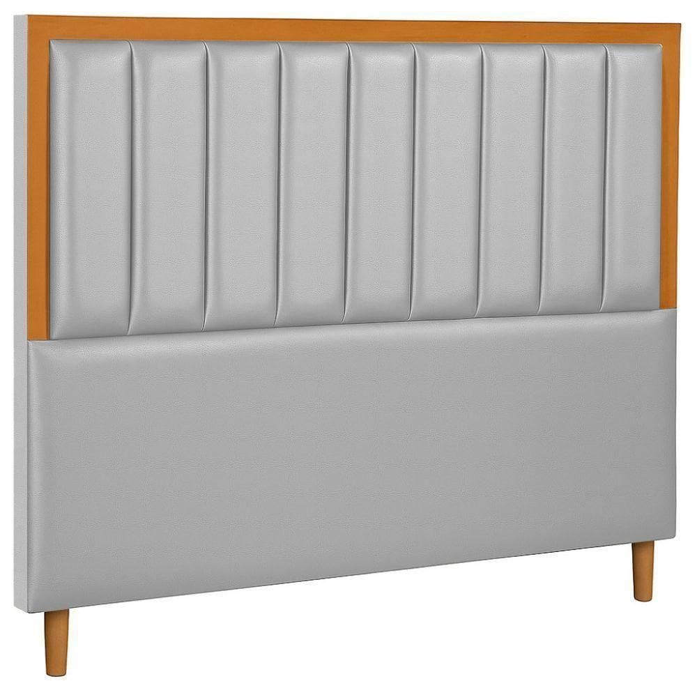 Cabeceira Estofada Queen Paris Couro Cinza 160 Cm
