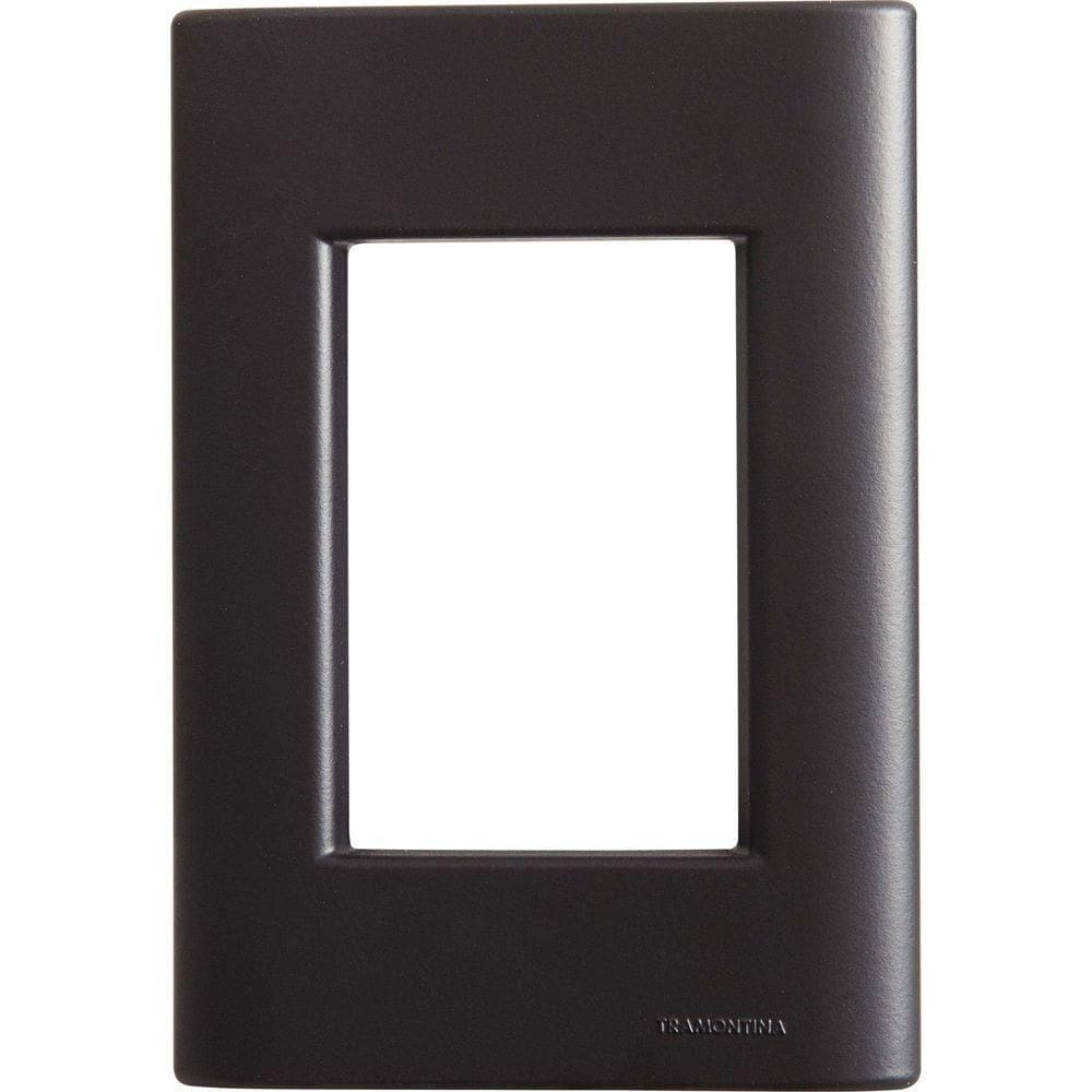 Placa 3 Postos 4x2 Tramontina Giz Preta Soft Touch Sem Suporte Tramontina