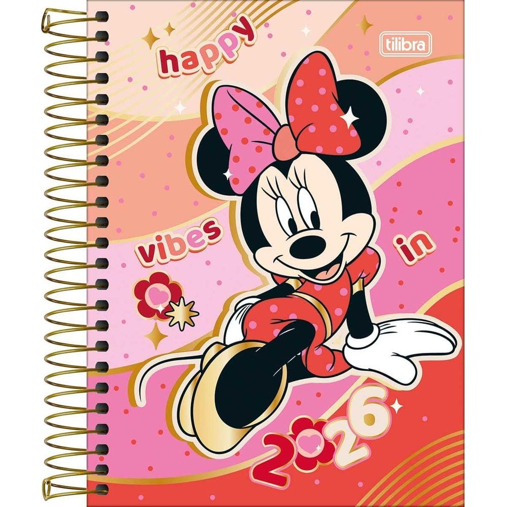 Tilibra - Agenda Espiral Diária 11,7 x 16,4 cm Minnie 2026 - Minnie Vibes - TILIBRA