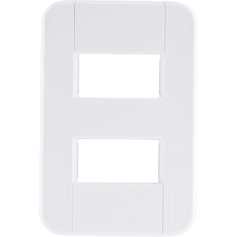 Placa 2 Postos Afastados 4x2 Tramontina Tablet Branca Tramontina