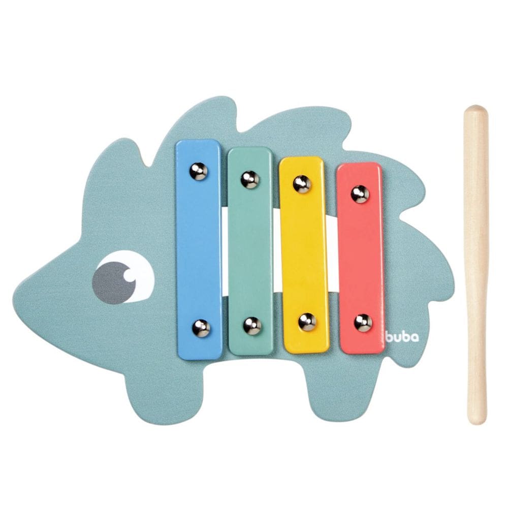 Xilofone Porco Espinho Colorido Madeira Brinquedo Musical Infantil +1 ano Buba