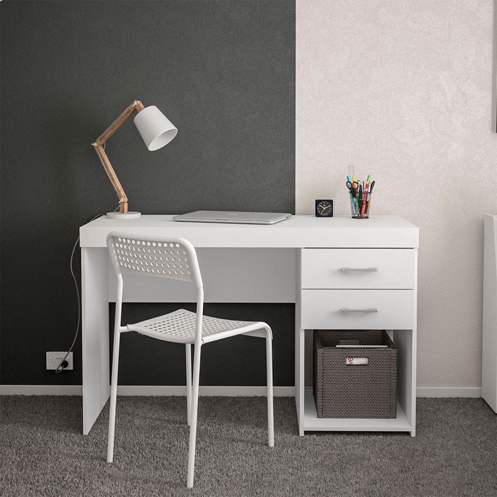 Mesa de Escritório Malta 120cm 2 Gavetas Branco Politorno Móveis