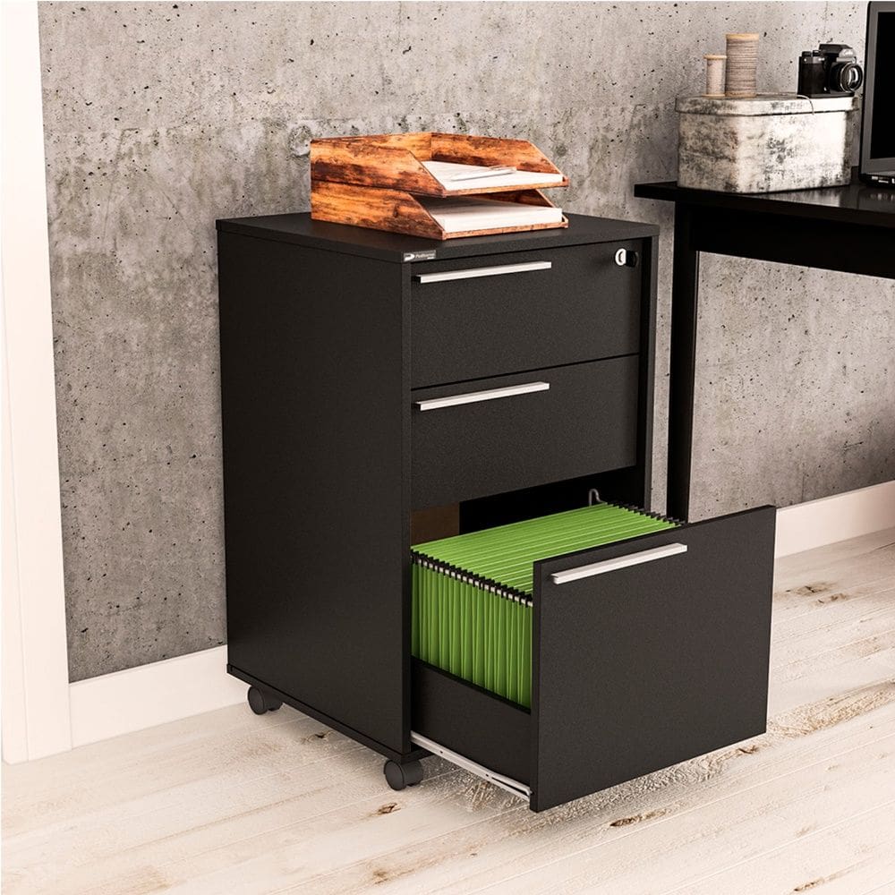 Gaveteiro Maia 2 Gavetas com Chave Preto Politorno Móveis