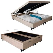 Cama Box Baú Queen Bipartido Suede SerenePrime Bege 158x198x44