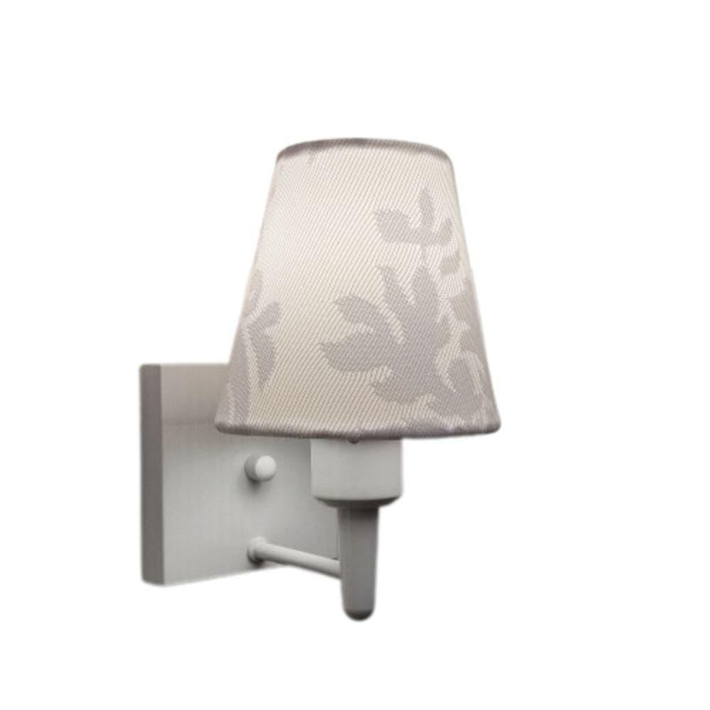 Arandela Quadrada Md-2034 Branco Cúpula Em Tecido Cone Renda Branco - Bivolt