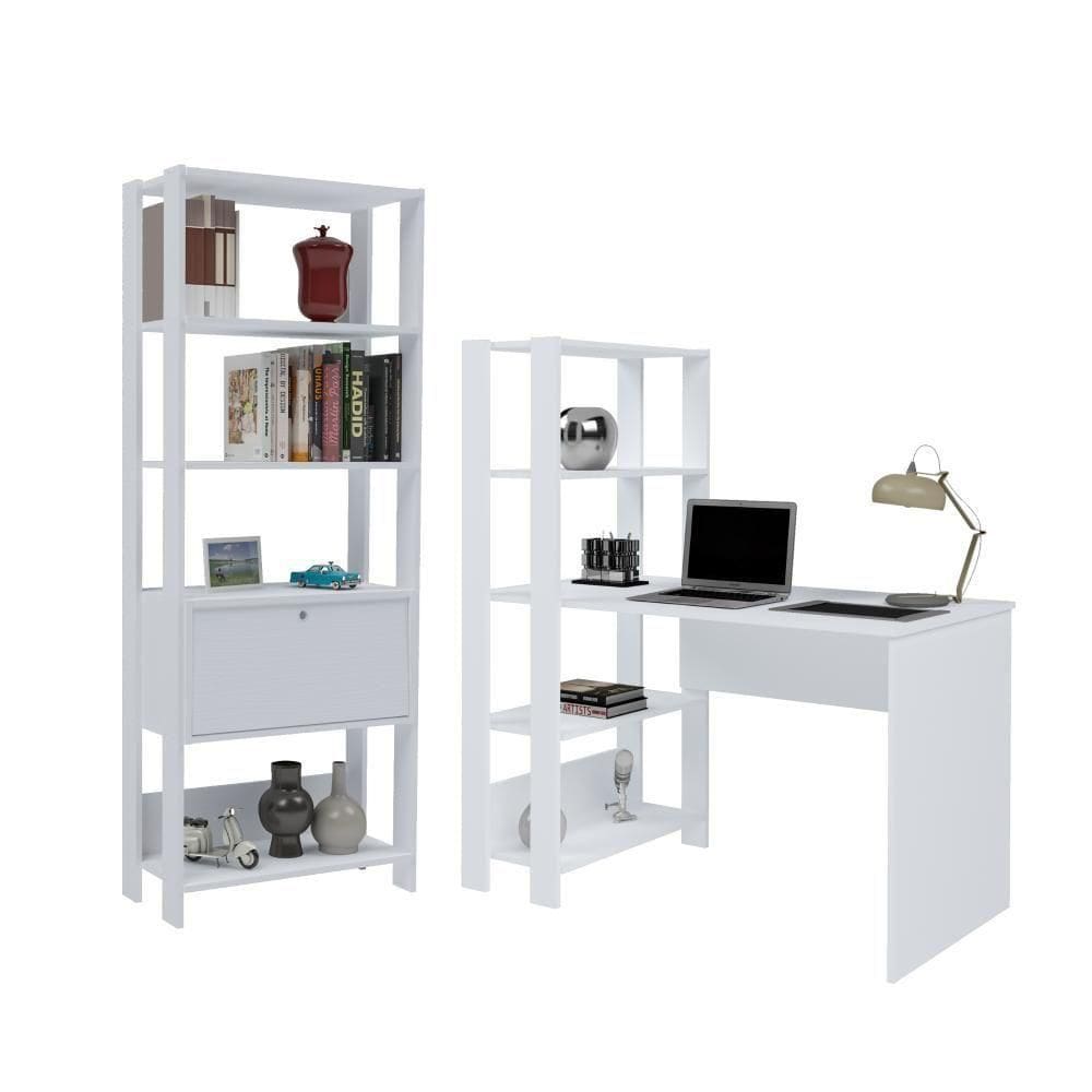 Conjunto Home Office Match C/ Escrivaninha E Estante