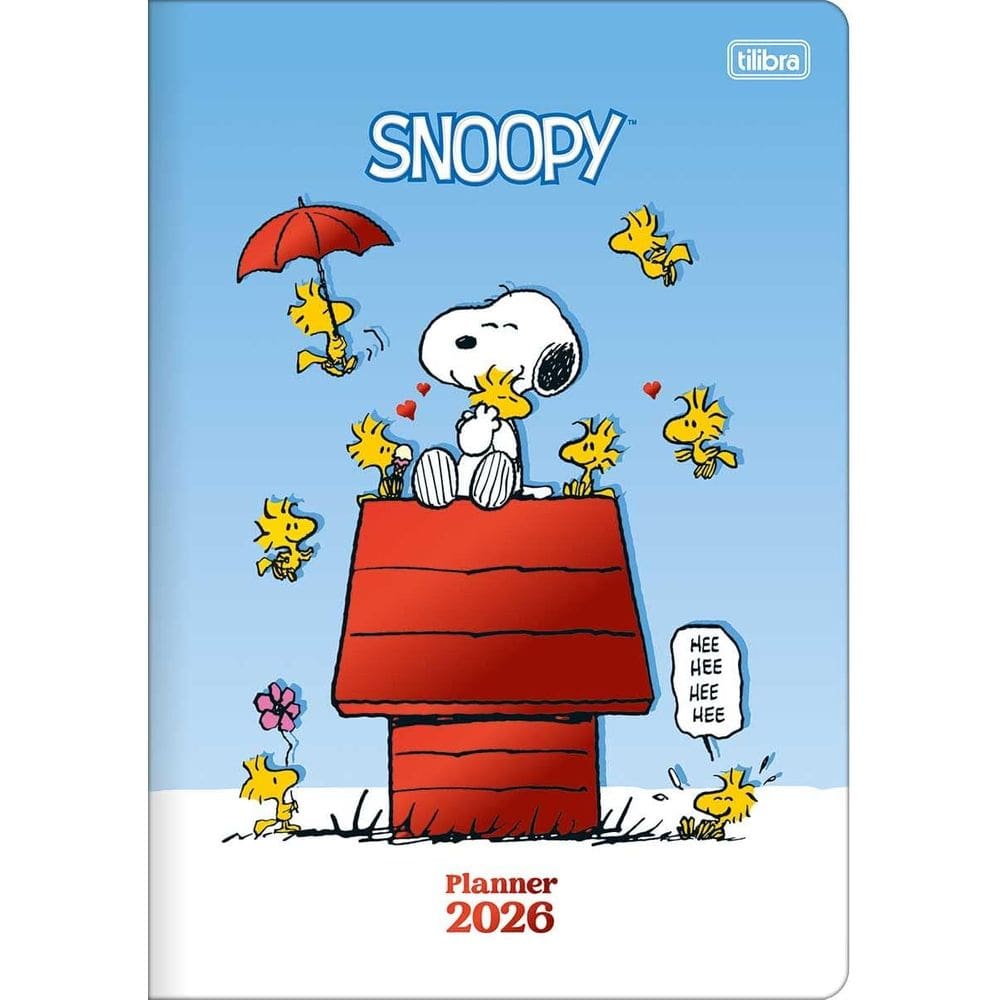 Tilibra - Planner Grampeado 17,8 x 25,4 cm Snoopy 90 G 2026 - Fundo Azul - TILIBRA
