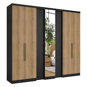 Guarda Roupa Casal Selecto Glass 7 Portas Preto Capuccino Acetinado - THB