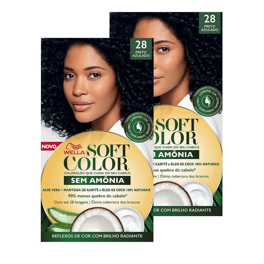 Kit 2 Tintura Soft Color Sem Amônia Preto Azulado 28 Kit