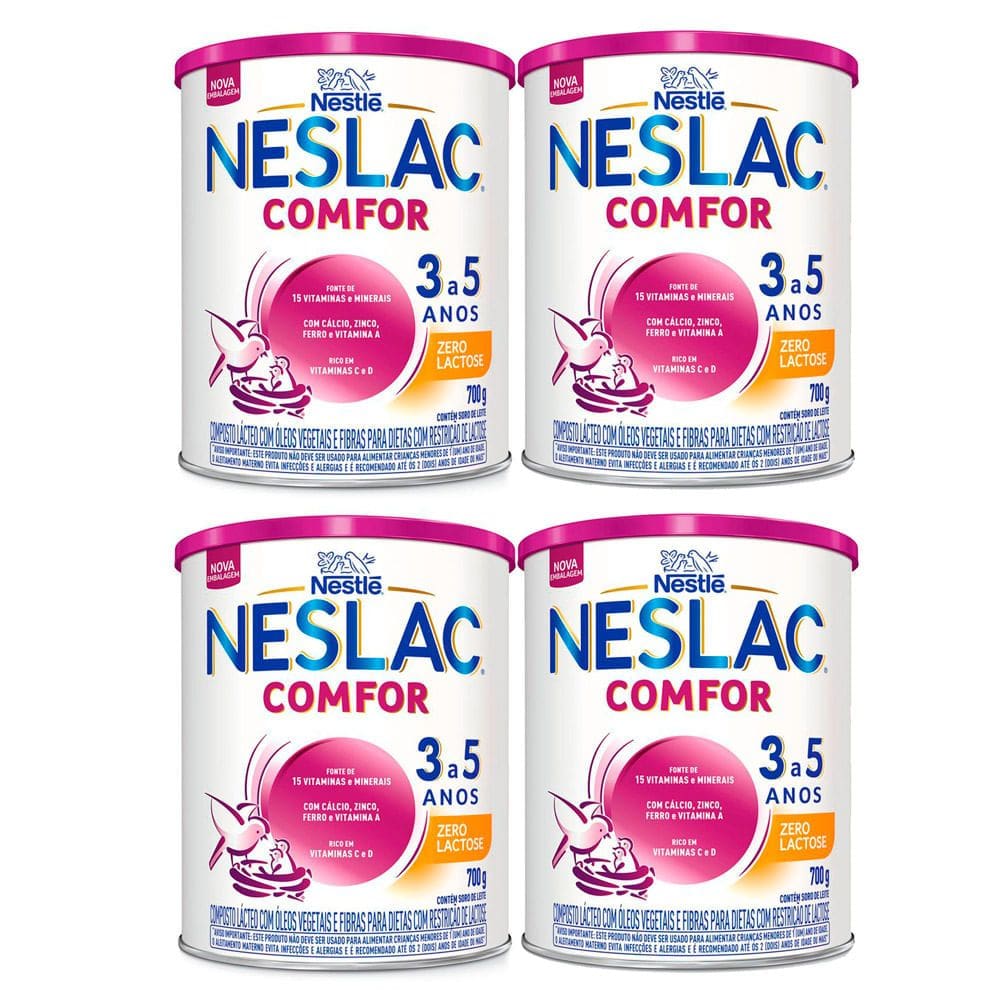 Kit 4 Neslac Comfor Composto Lácteo Zero Lactose 700g