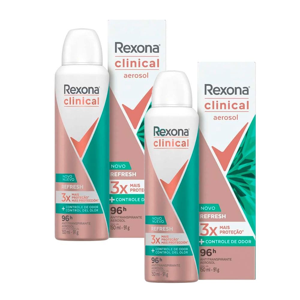 Kit 2 Desodorante Rexona Clinical Refresh 150ml