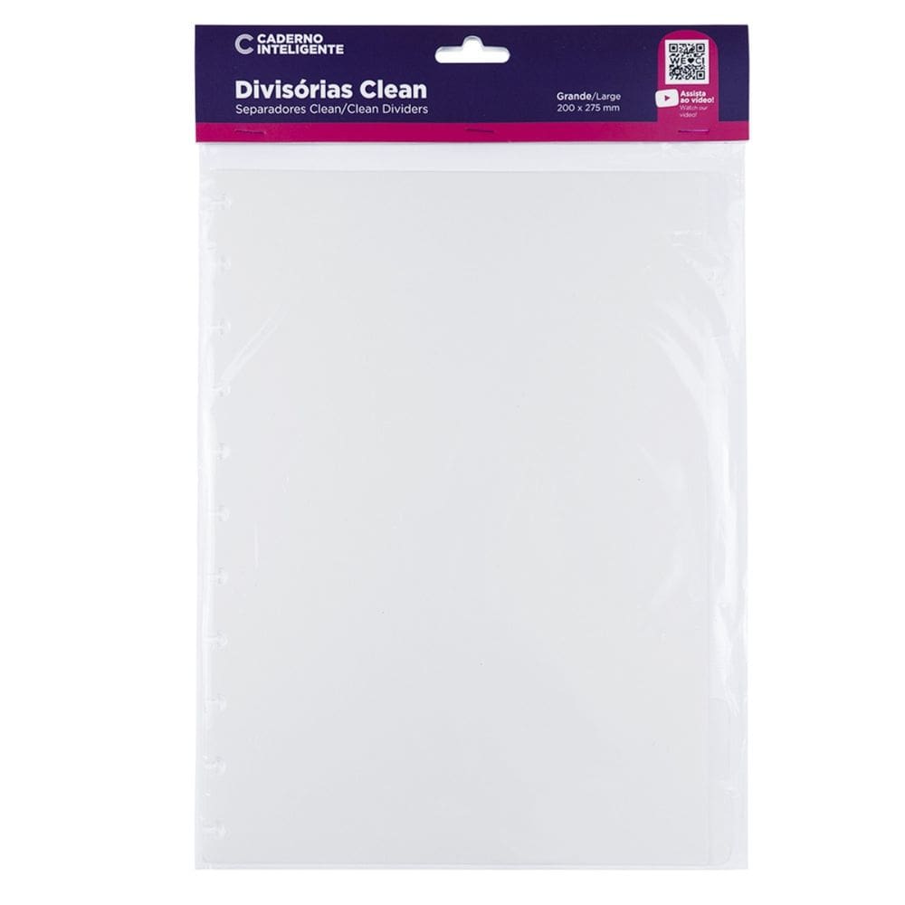 Divisória Clean Caderno Inteligente 4 Unidades Tamanho Grande Caderno ou Planner Resistente Impermeável