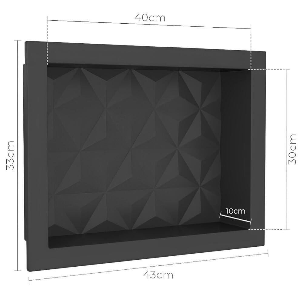 Nicho Mármore Sintético Texturizado 40X30cm Mulit Triangular Preto - P89987 - COZIMAX
