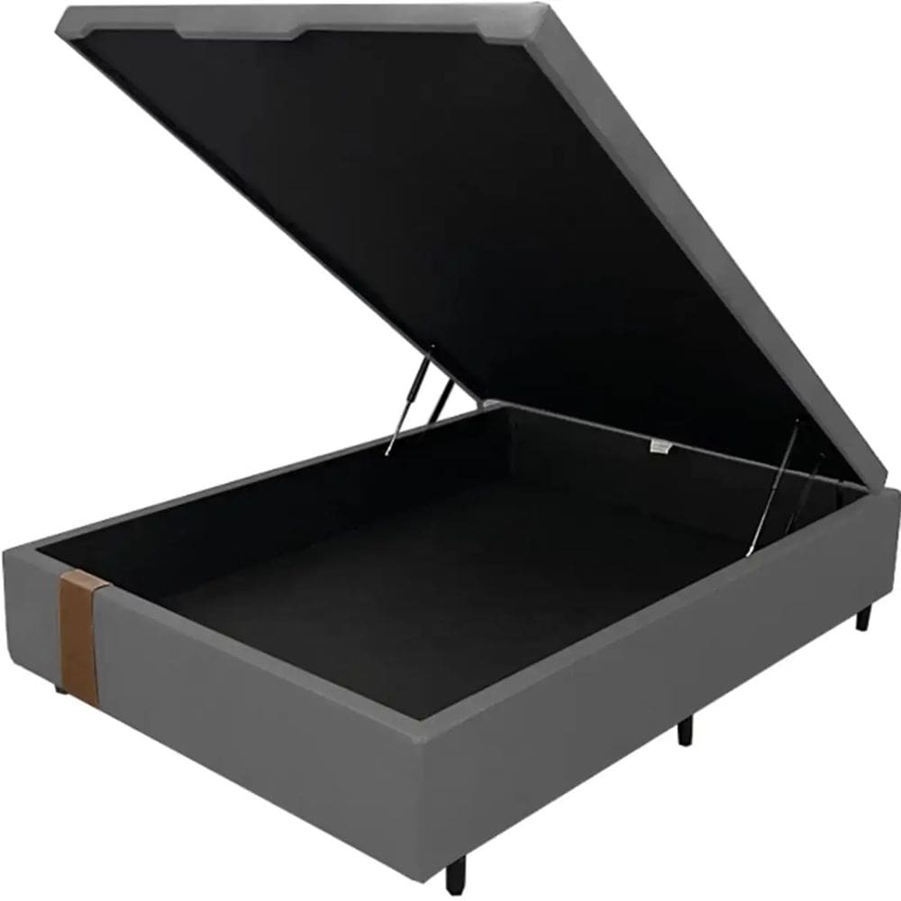 Base Box Baú Kwid Casal em Linho 36x138x188 Dream House Cor Cinza