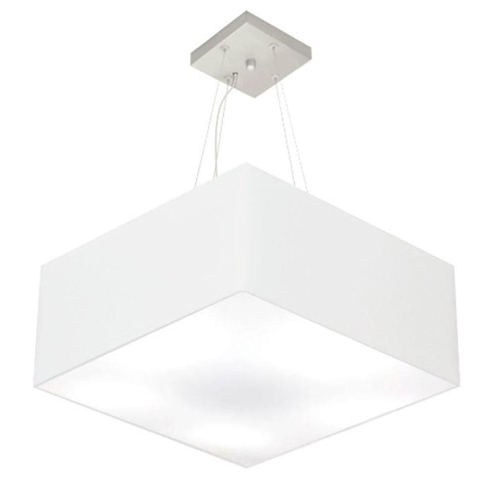 Lustre Pendente Quadrado Md-4071 Cúpula Em Tecido 30/70x70cm Branco - Bivolt
