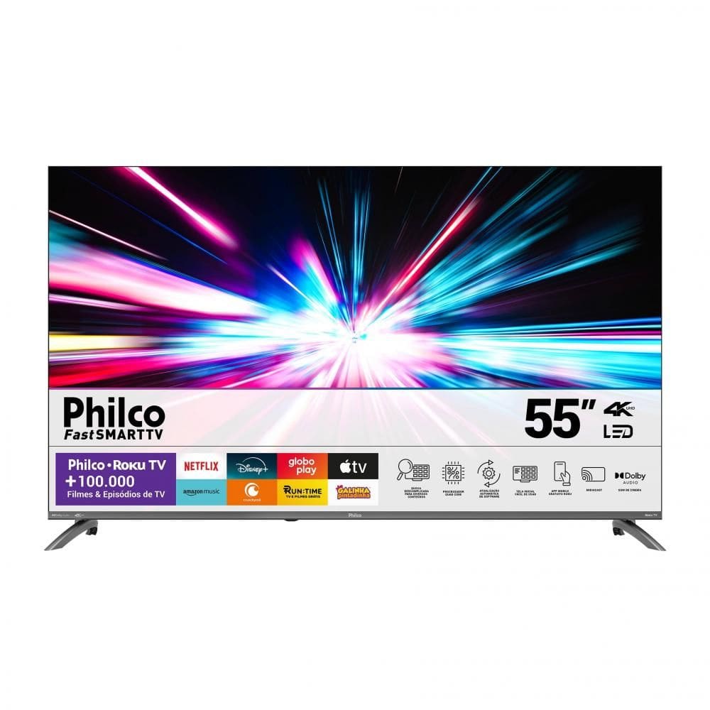 Smart TV 4K UHD DLED 55” Philco P55CRA 4 HDMI 2 USB
