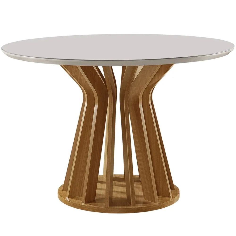 Mesa Ilheus Redonda 110x110 LJ Móveis Cor Cinamomo Off White