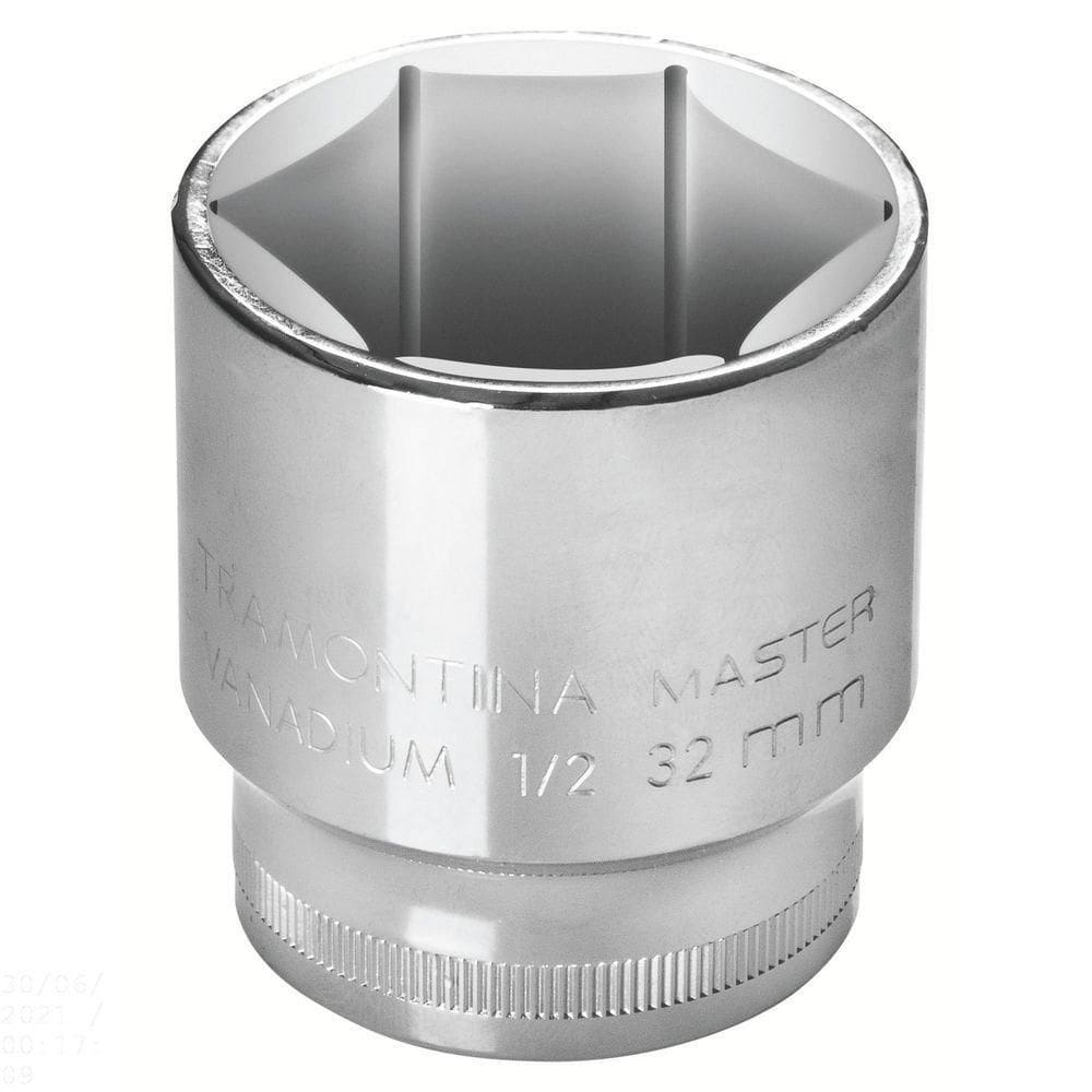 Soquete Sextavado 21 Mm Encaixe 1/2” Tramontina Em Aço Cromo Vanádio Com Acabamento Cromado Tramontina