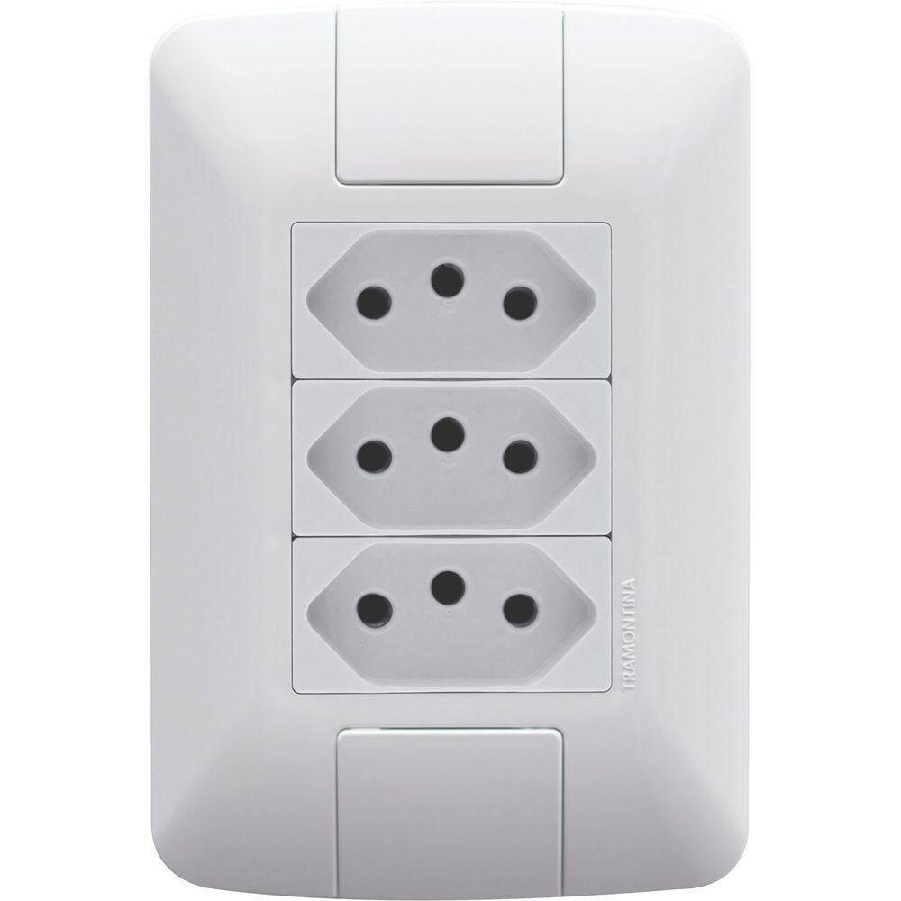 Conjunto 4x2 Com 3 Tomadas 2p+t 20 A 250 V Tramontina Aria Branco Tramontina