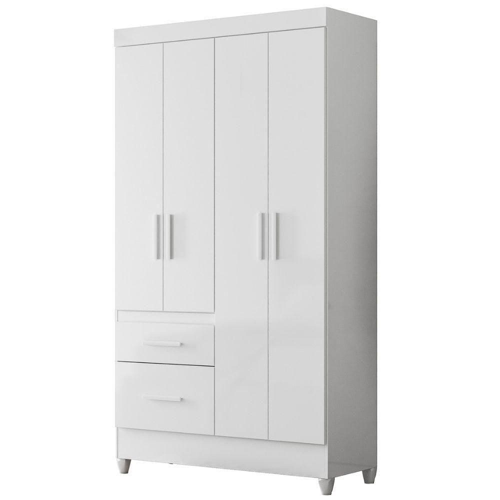Guarda Roupa Solteiro Madri 4p 110 Cm Branco Flex Moval Branco Flex