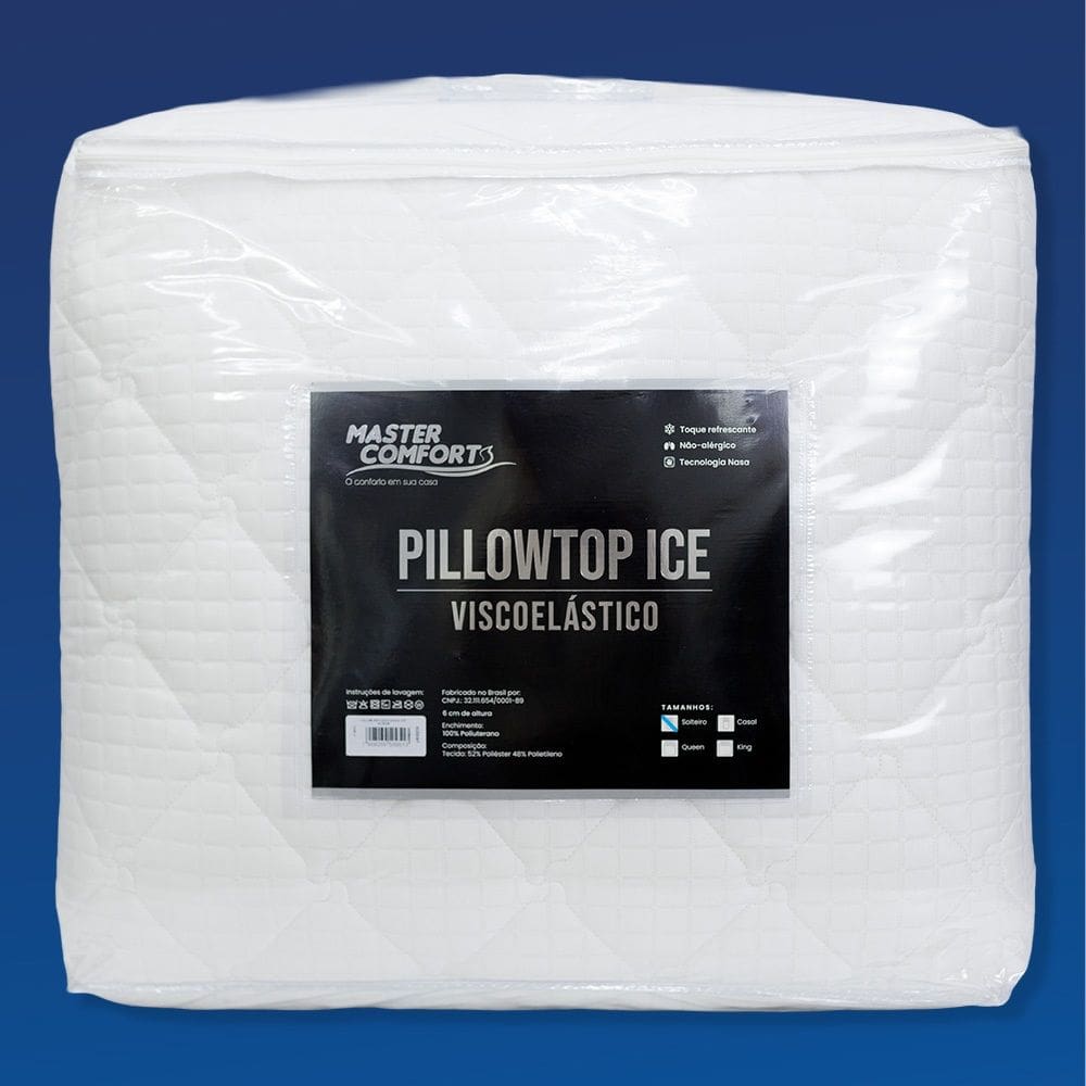 PillowTop ViscoICE p/ colchão Solteiro alt 16cm Master Comfort