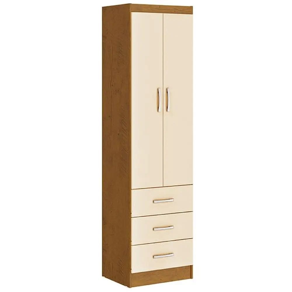 Guarda Roupa Camiseiro Texas Solteiro 2 Portas 3 Gavetas San Marino Cor Noce Pérola