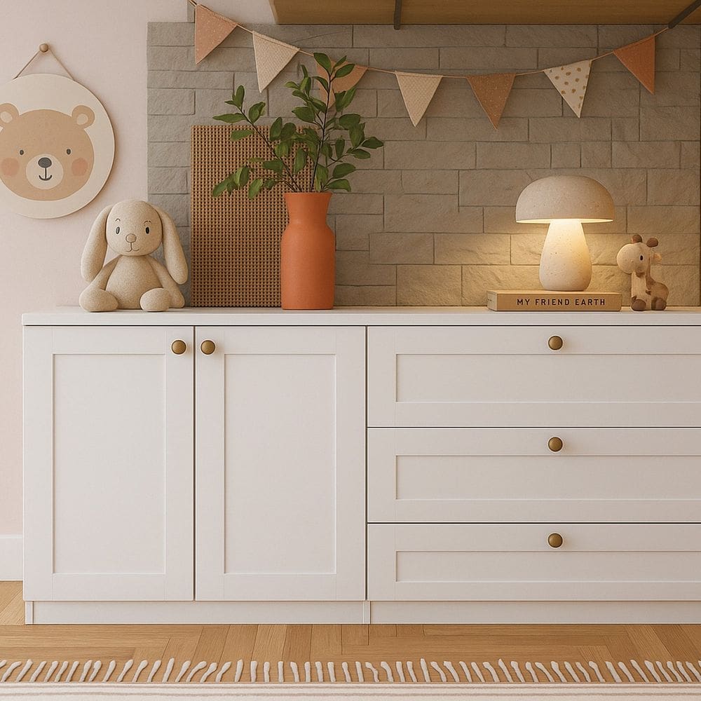 Quarto Infantil com Cômodas 3 Gavetas e Armário 2 Portas Provençais 100% Mdf Infinity Branco Fosco