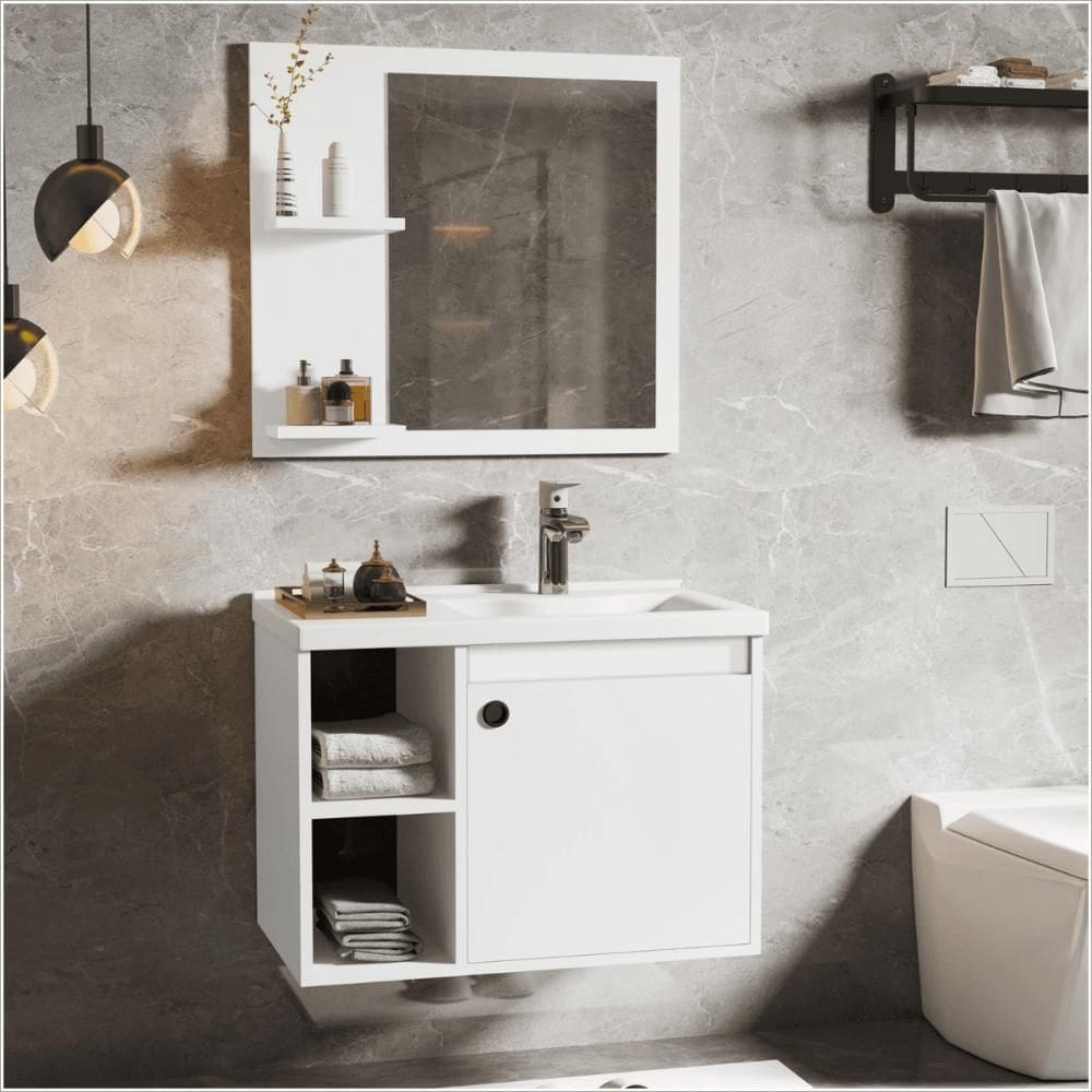 Conj Gabinete c/ Espelheira e Cuba para Banheiro Adonis Branco