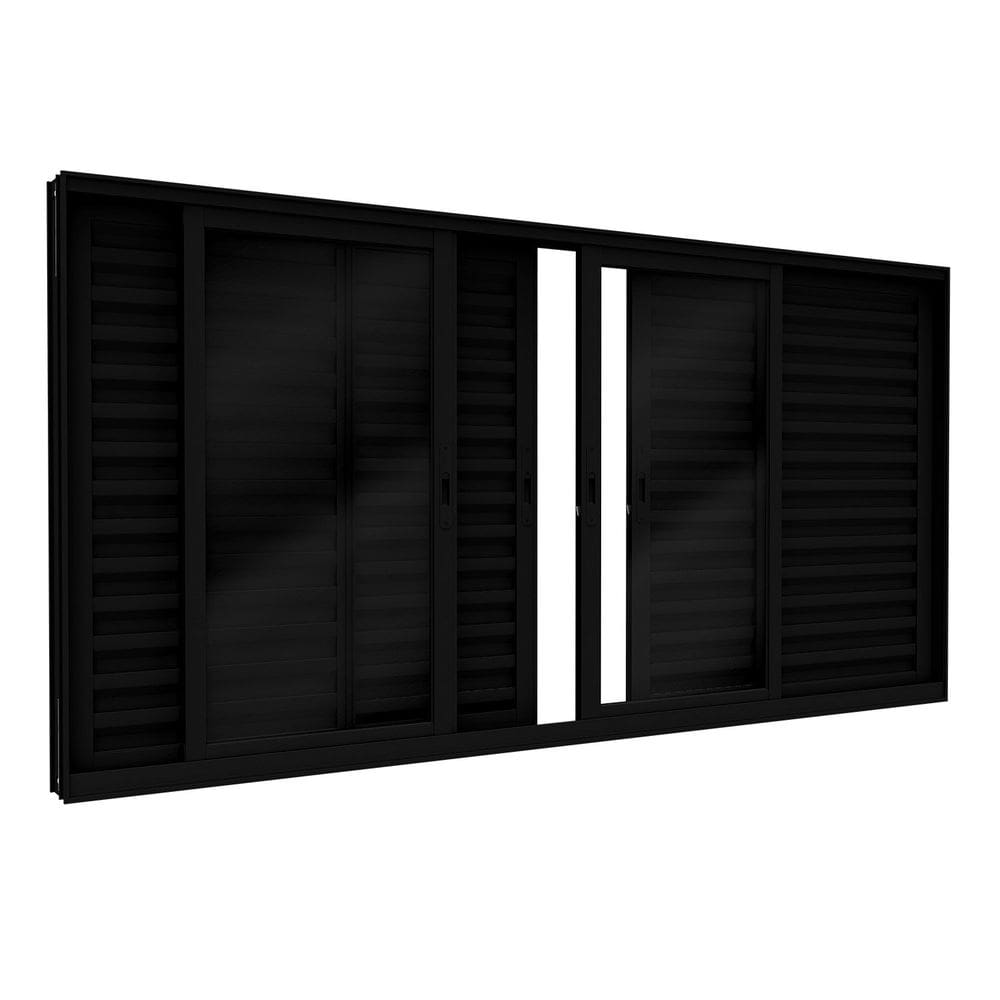 Janela Veneziana de Alumínio 6 Folhas com Fecho Embutido 100x150cm Lucasa Eccellente Preto