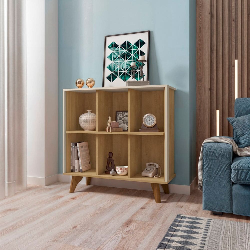 Estante Retrô Organizador com 6 Nichos Panamá Cinamomo/Off White