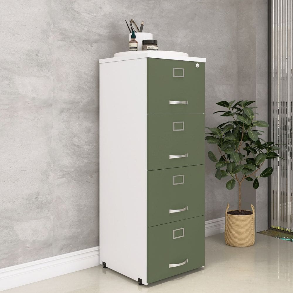 Arquivo Madeira 04 Gavetas Of04gp25 Branco/Salvia