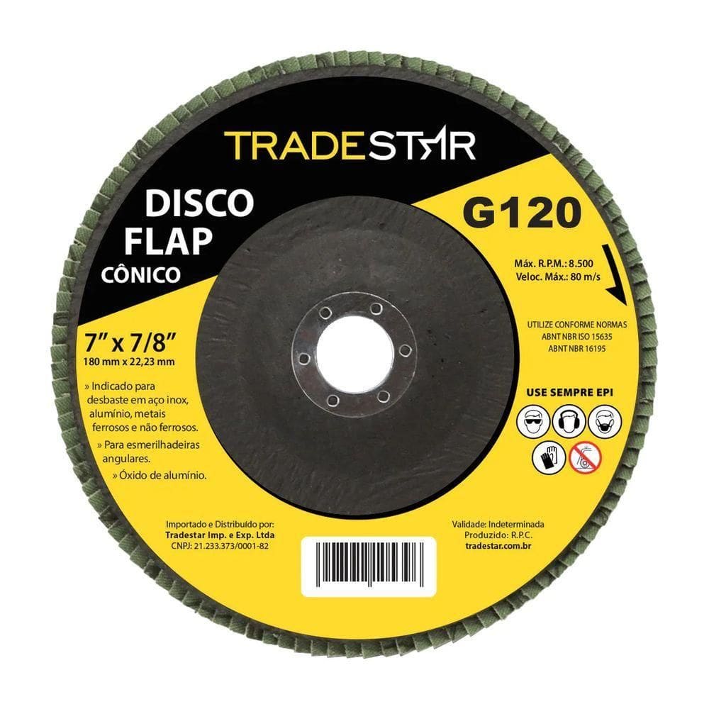 Flap Disc 115 Mm G120 Fibra Conico Aço Tradestar
