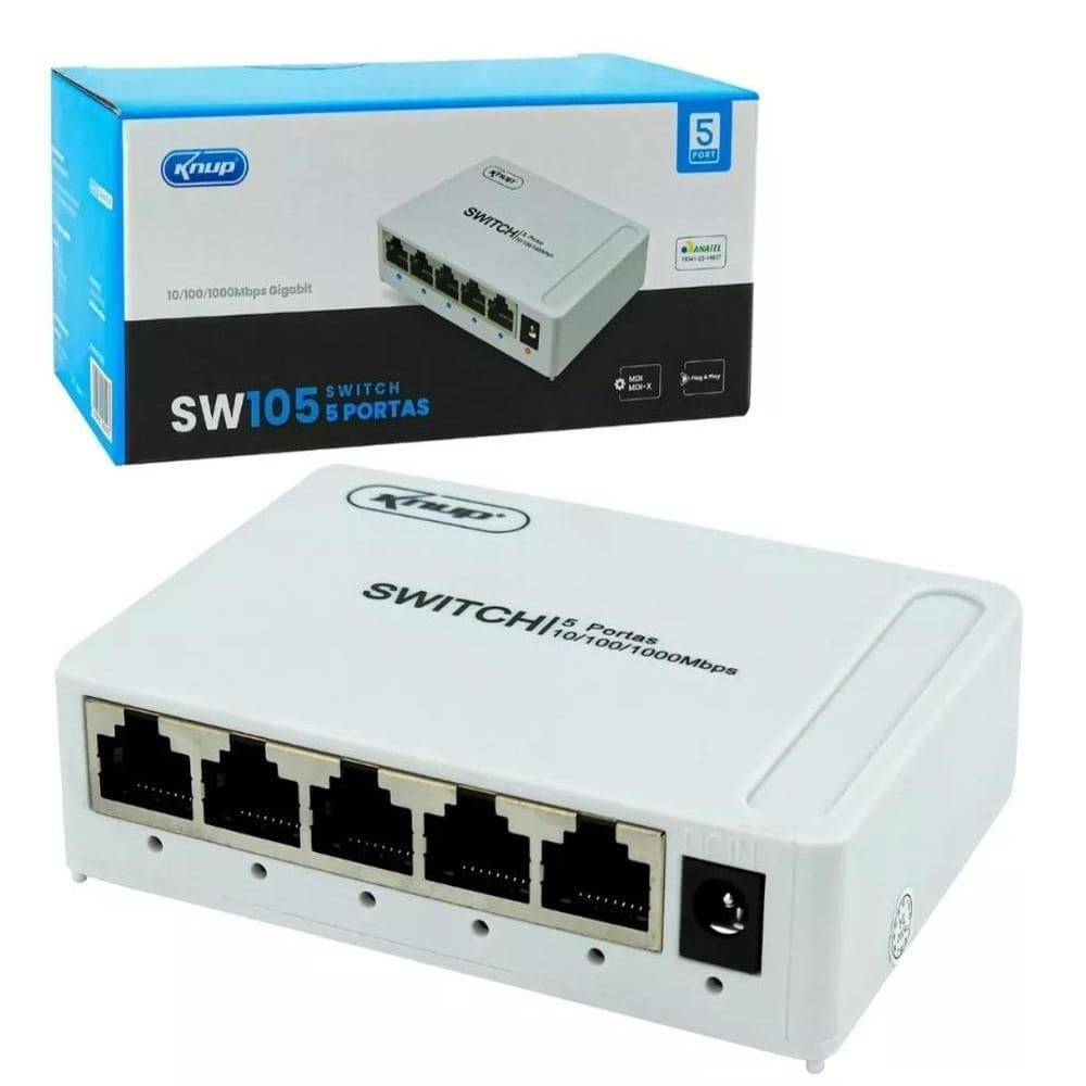 Hub Switch 5 Portas Rj45 Gigabit Rede 10/100/1000mbps SW105