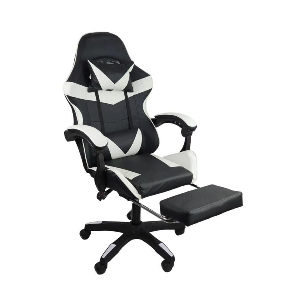 Cadeira Gamer Stillus Ergonômica Com Apoio Para Os Pés - Preto e Branco