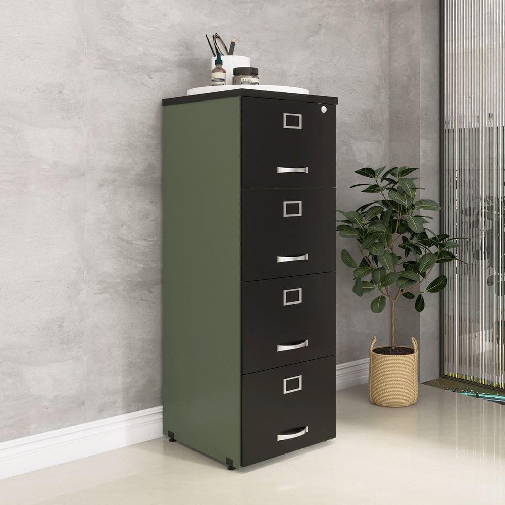 Arquivo Madeira 04 Gavetas Of04gp25 Salvia/Preto