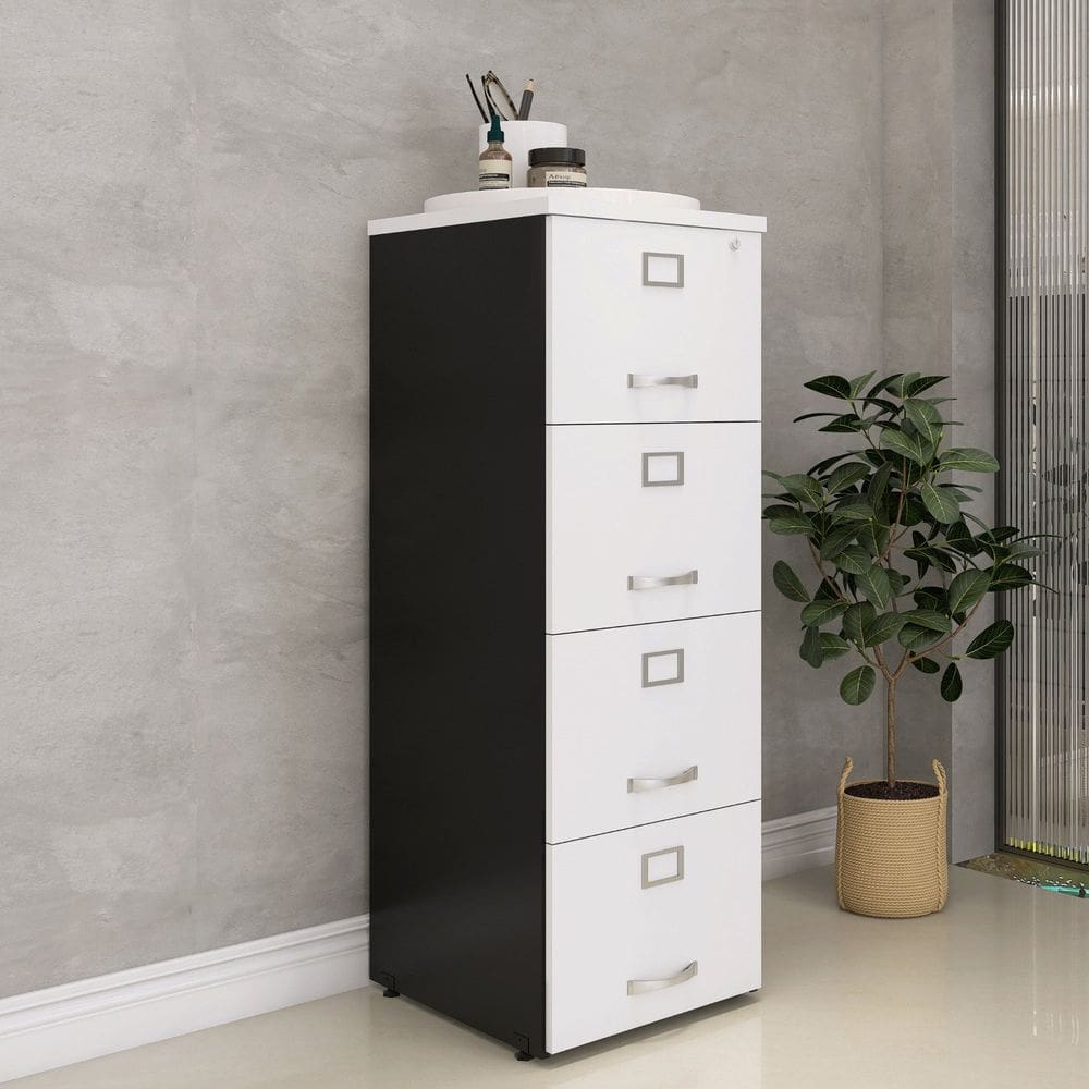 Arquivo Madeira 04 Gavetas Of04gp25 Preto/Branco