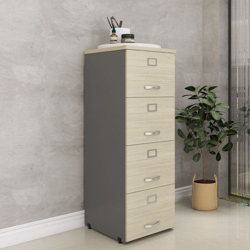 Arquivo Madeira 04 Gavetas Of04gp25 Grafito/Castanheira Natural